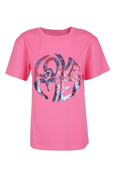 Alberta Ferretti Women's T-shirt Short Sleeve Crew Neck Round Love Me In Pink