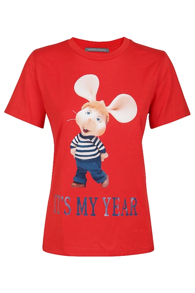 Alberta Ferretti Topo Gigio Print T-shirt In Red