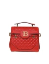 BALMAIN B-BUZZ BAG 23 IN QUILTED LEATHER RED,11186842