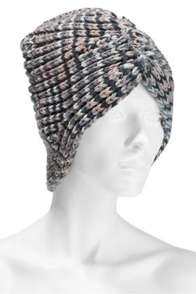 Missoni Crochet-knit Cashmere Turban In Gray