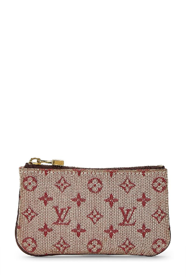 Pre-Owned Louis Vuitton Red Monogram Mini Lin Pochette Clefs | ModeSens