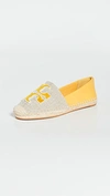Tory Burch Ines Flat Two-tone Logo Espadrilles In Natural/goldfinch