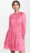 Ulla Johnson Emmeline Silk-habotai Shirred Mini Dress In Pink