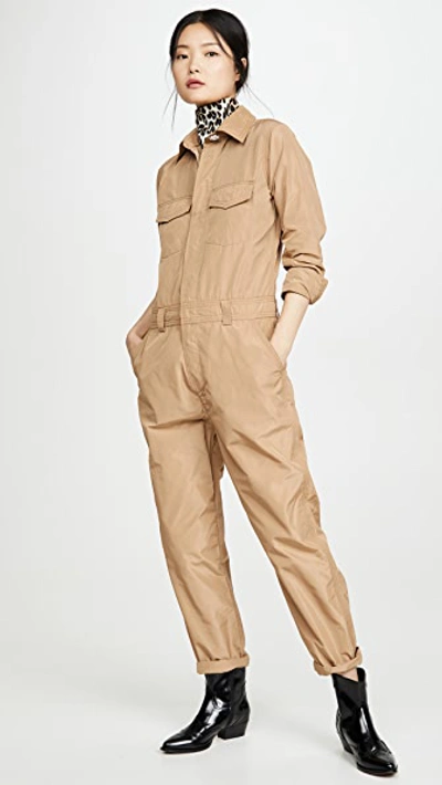 Ganni Recycled Polyester Jumpsuit In Brown