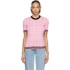 MSGM PINK ALL OVER LOGO SHORT SLEEVE SWEATER