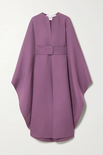 Valentino Women's Double Worsted Wool Long Belted Cape Coat In Purple