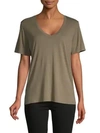 Splendid Slub V-neck Tee In Military