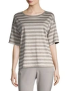 Lafayette 148 Striped Linen Tee In Partridge