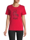 Karl Lagerfeld Karl & Choupette Graphic T-shirt In Admiral Red