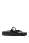 Miu Miu Crystal-embellished Leather Slides In Nero (black)