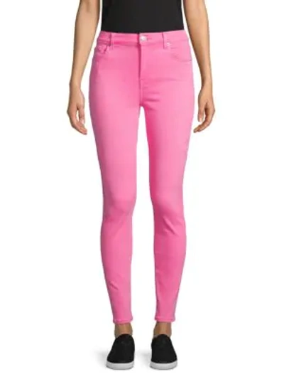 7 For All Mankind High-rise Ankle Skinny Jeans In Neon Pink