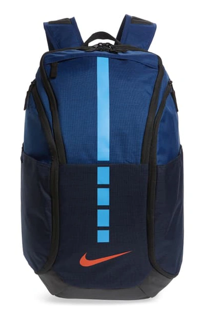 Nike Hoops Elite Pro Backpack In Blue/ Obsidian/ Orange