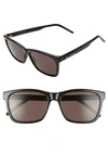 Saint Laurent Men's Square Solid Injection Sunglasses In Black