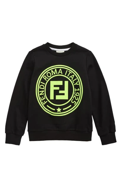 Fendi Kids' Logo Cotton-jersey Sweatshirt In Black