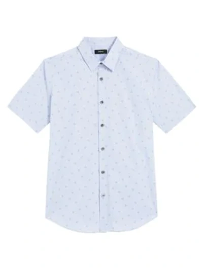 Theory Men's Irving Short-sleeve Circuit-print Shirt In Frost
