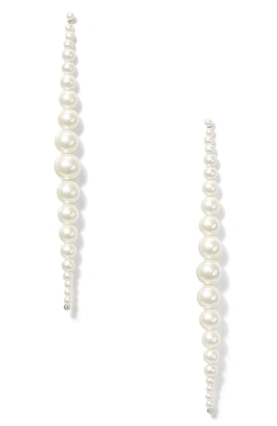 Kate Spade Modern Imitation Pearl Linear Earrings In Cream