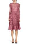 DOLCE & GABBANA LAME LONG SLEEVE CHANTILLY LACE DRESS,F6H2JTHLM08