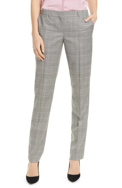 Hugo Boss Titana Houndstooth Check Wool Trousers In Petal Fantasy