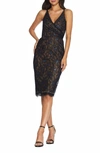 DRESS THE POPULATION FIONA METALLIC LACE COCKTAIL DRESS,DDR402-K213