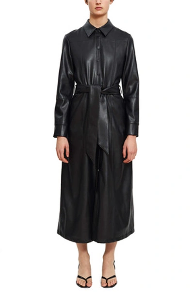 Fung Lan And Co. Opening Ceremony Faux Leather Duster Dress In Black