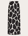 Valentino Animal Print Long Skirt In Black/ivory