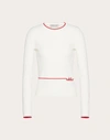Valentino Embroidered Logo Ribbed Jumper In Ivory/red