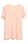 Madewell Whisper Cotton V-neck Pocket Tee In Sweetest Blush