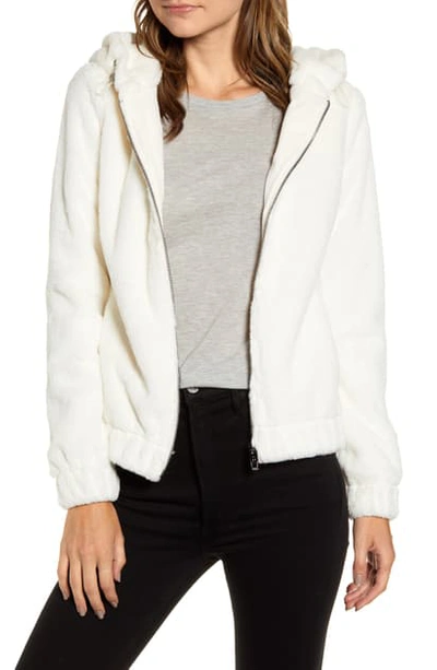 Marc New York Hooded Faux Fur Bubble Jacket In Ivory