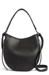 Allsaints Courtney Leather Hobo In Black/silver