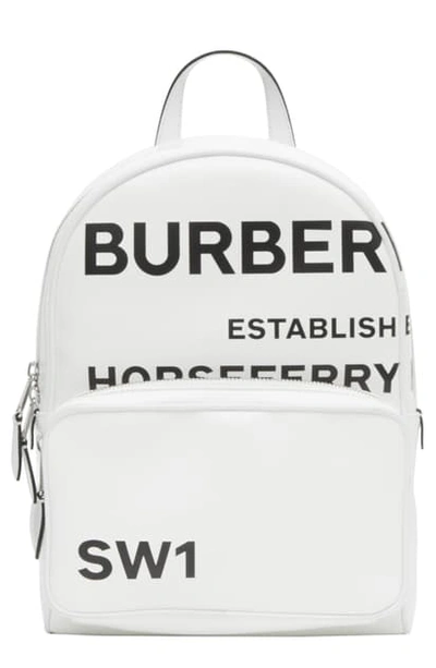 Burberry Horseferry Print Coated Canvas Backpack In White/black
