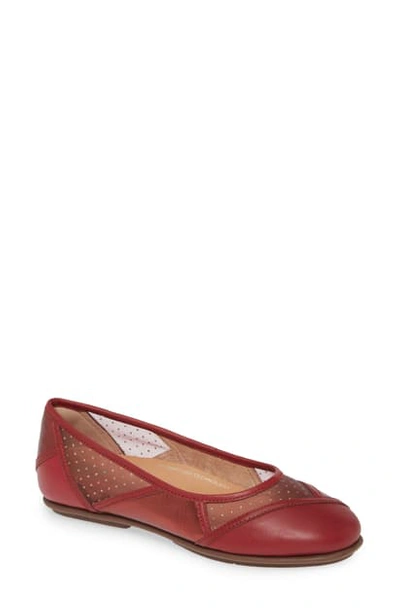 Fitflop Allegria Art Deco Ballet Flat In Maroon Mix Leather