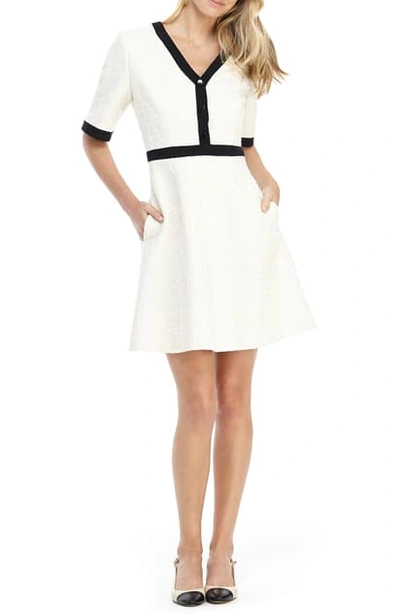 Gal Meets Glam Collection Whitney Boucle Fit & Flare Dress In Ivory |  ModeSens