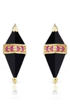 Sorellina Pietra Semiprecious Stone Stud Earrings In Gold/ Black Onyx/ Pink