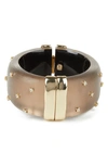 Alexis Bittar Asteria Nova Studded Hinge Cuff In Chocolate