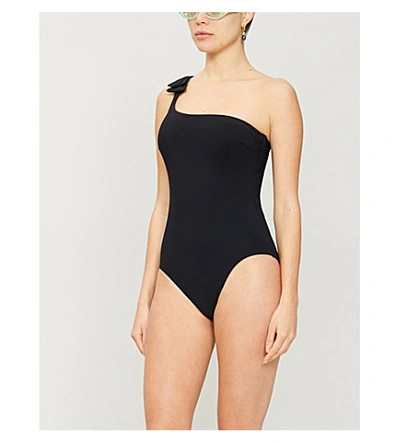 Zimmermann Zinnia Bow-detailed One-shoulder Swimsuit In Black