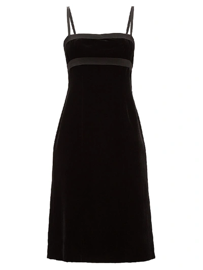 Brock Collection Grosgrain-trimmed Velvet Midi Dress In Black