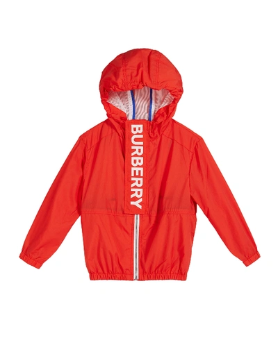 Burberry Kids' Austin Hooded Logo Wind Jacket In Multi