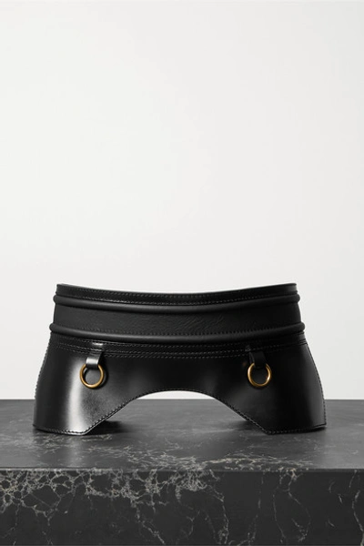 Alexander Mcqueen Embellished Leather Corset Belt In Black