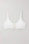 MELISSA ODABASH ROME LACE-UP STRETCH-PIQUÉ BIKINI TOP