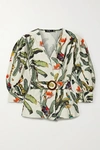 PATBO BELTED PRINTED VOILE BLOUSE