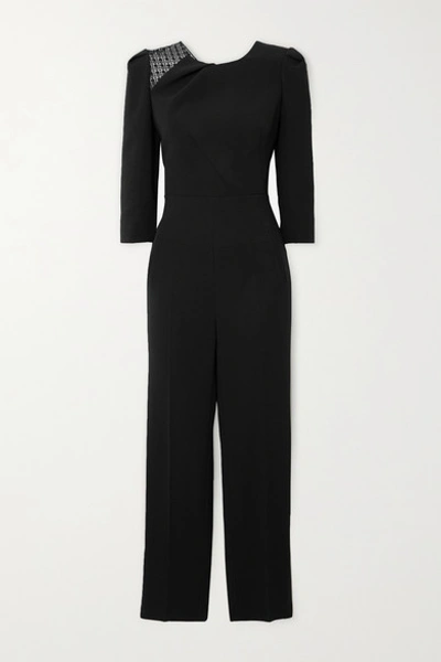 Roland Mouret Daisen Lace-trimmed Crepe Jumpsuit In Black