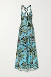 PATBO PRINTED VOILE HALTERNECK MAXI DRESS