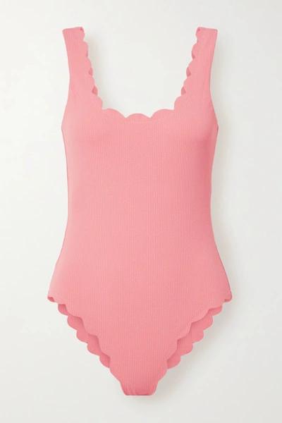 Marysia Palm Springs Scalloped Stretch-crepe Swimsuit In Coral