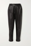 NILI LOTAN MONTANA PLEATED LEATHER TAPERED PANTS