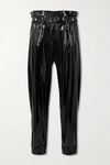 RTA LEON BELTED VINYL TAPERED PANTS