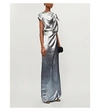 ROLAND MOURET SILVABELLA SILK-BLEND METALLIC GOWN