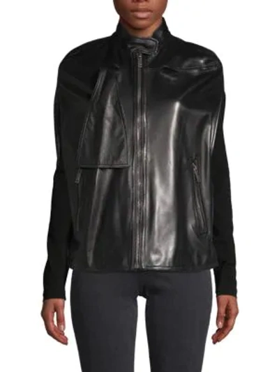 Valentino Full-zip Leather Jacket In Nero