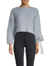AVANTLOOK LACE-UP SLEEVE CABLE-KNIT SWEATER,0400012053519