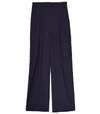 TIBI Tropical Wool Pleated Cargo Pant in Navy