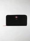 THOM BROWNE PEBBLED LEATHER LONG ZIP-AROUND PURSE,12193012